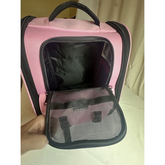 Goodio Pet Backpack Carrier Backpack Travel Air for Cats & Small Dog Pink Black - Picture 4 of 8